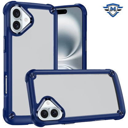 For Samsung Galaxy A16 5G Ultimate Hybrid Transparent Rubber with Metal Buttons & Camera Edges Hard TPU Frame Corner Bumper Case Cover