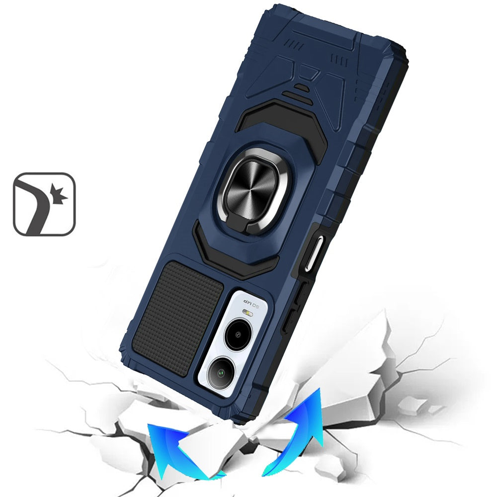 For Hybrid Dual Layer with 360° Rotate Magnetic Ring Stand Holder Kickstand TPU Rugged PC Shockproof Blue Tablet Case Cover