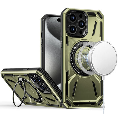 For Apple iPhone 15 Pro Max Hybrid Magnetic Ring and 360° Rotational Kickstand with MagSafe Compatible, Military Grade Drop Protection Case Cover