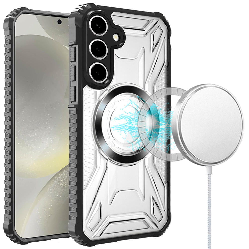 For Samsung Galaxy S25 Ultra Magnetic Circle Transparent Rugged Hybrid MagSafe Compatible Pattern Clear Shockproof Frame Bumper Case Cover