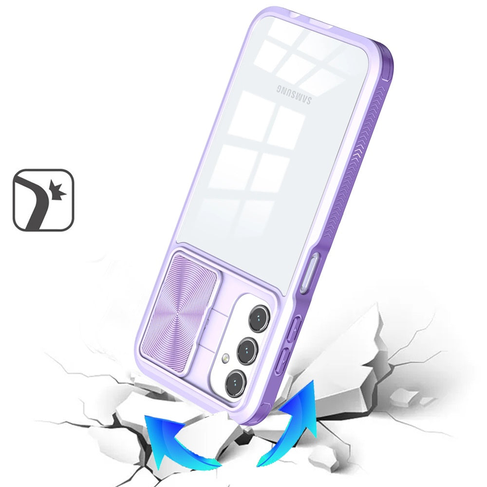 For Samsung Galaxy A16 5G Hybrid Cases with Sliding Camera Cover Transparent Shockproof Bumper TPU Protective Case Cover