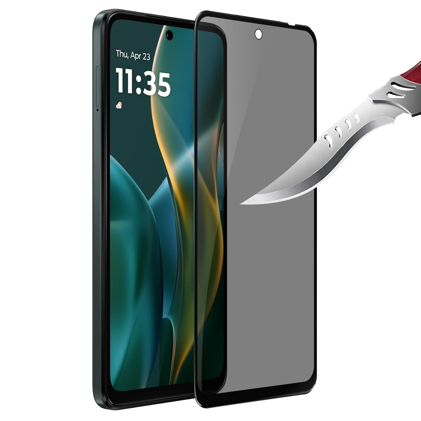 For Motorola Moto G 5G 2025 Privacy Screen Protector, Anti Spy Anti Peeping Tempered Glass Full Protective Film, 9H, Anti Scratch, Easy Install Protector Black