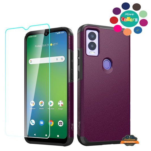 For Cricket Magic 2 5G (2024, 2nd Version) Tough Shock Absorption Hybrid Dual Layer Hard PC Rubberized TPU Rubber + Screen Protector Case Cover