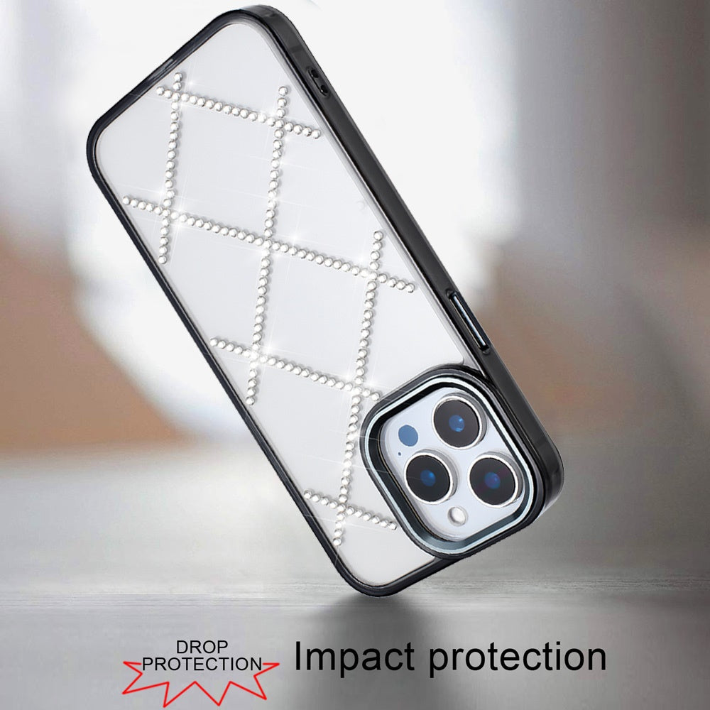 For Apple iPhone 11 Gem Glitter Diamond Bling Clear Hybrid TPU Cover, Colorful Shockproof Protective Back, Slim Fit for Women Girls Case Cover