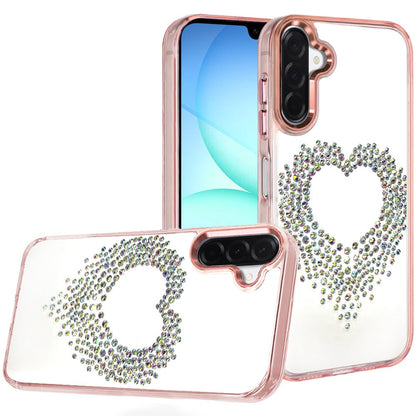 For Samsung Galaxy A17 5G Angel Hearts Bling Glitter Diamond Hybrid TPU Cover, Colorful Frame Shockproof Protective Back Case Cover