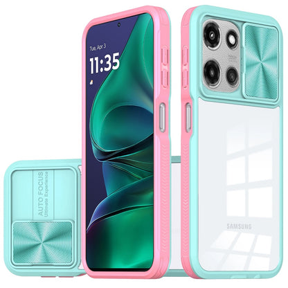 For Motorola Moto G Stylus 5G 2025 Hybrid Cases with Sliding Camera Cover Transparent Shockproof Bumper TPU Protective Case Cover