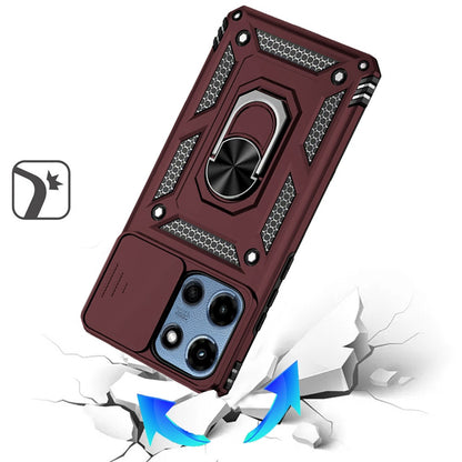 For Motorola Moto G 5G 2025 Hybrid Ring Shockproof with 360° Rotate Ring Kickstand, Camera Lens Protection, Soft Edge Bumper Case Cover