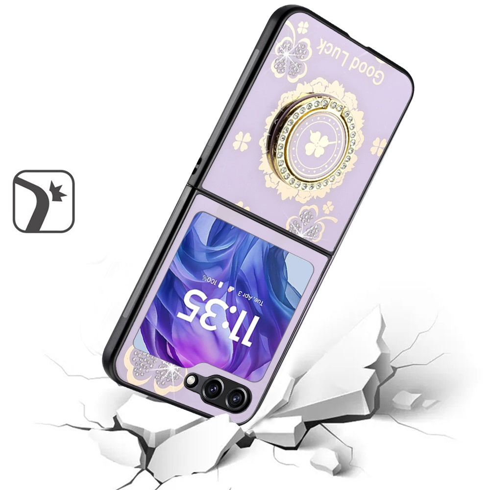 For Motorola Razr+ PLUS (2025 /2024) Diamonds 3D Fashion Bling Sparkly Glitter Ornaments Engraving Hybrid with Ring Stand Case Cover