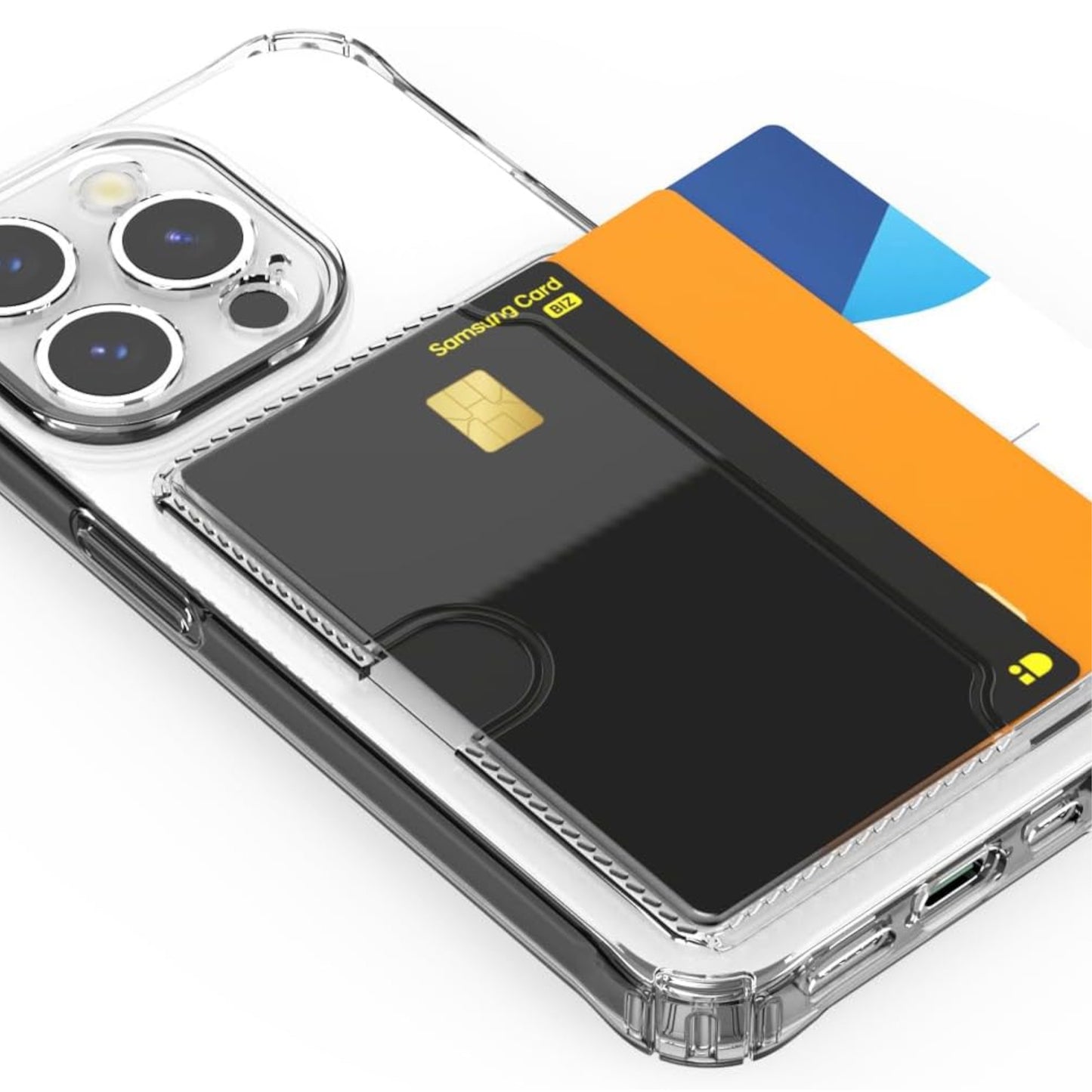 For Apple iPhone 17 AIR Acrylic TPU Clear Case Hold 2 Credit Card Slots, Slim Protective Wallet Cover Silicone Hybrid Case Cover Clear