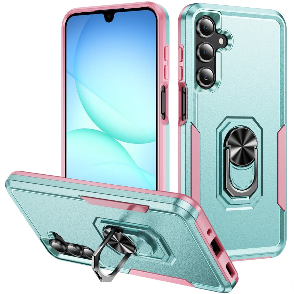 For Samsung Galaxy A17 5G Hybrid Rugged Tough 2in1 Drop-Proof Protection Military Grade Armor with Metal Ring Stand Case Cover