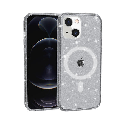 For Apple iPhone 16 Pro (6.3") MagSafe Compatible Glitter Shiny Sparkle Bling TPU Rubber Hard PC Back Hybrid Frame Case Cover