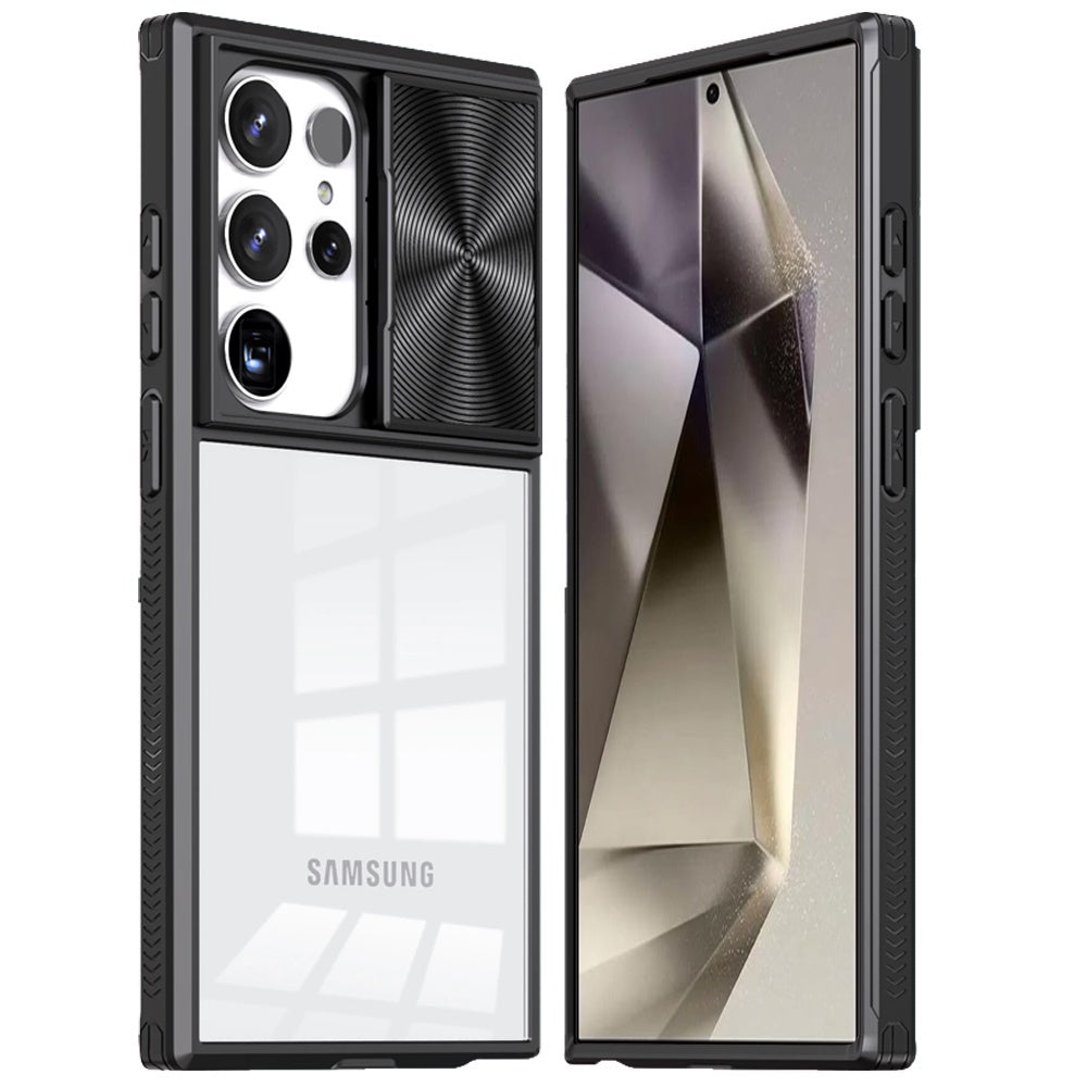 For Samsung Galaxy S25+ /S25 Plus /S24+ Plus Hybrid Cases with Sliding Camera Cover Transparent Shockproof Bumper TPU Protective Case Cover