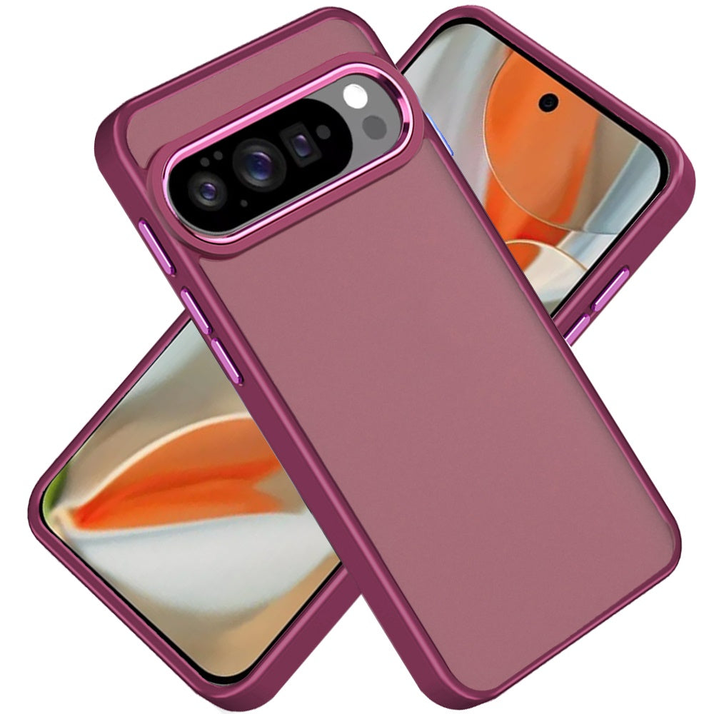 For Google Pixel 10 Pro XL Slim Fit Hybrid Transparent Thick Acrylic with Metal Buttons Frame Protective Hard PC + TPU Shockproof Case Cover