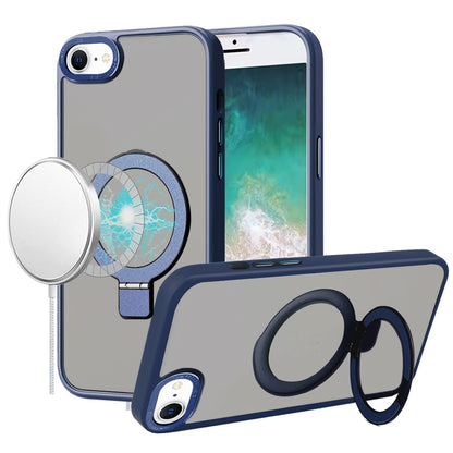 For Apple iPhone 16e Magnetic Metal Matte with Built-in MagSafe Stand, Hybrid Shockproof Armor, TPU Frame Case Cover