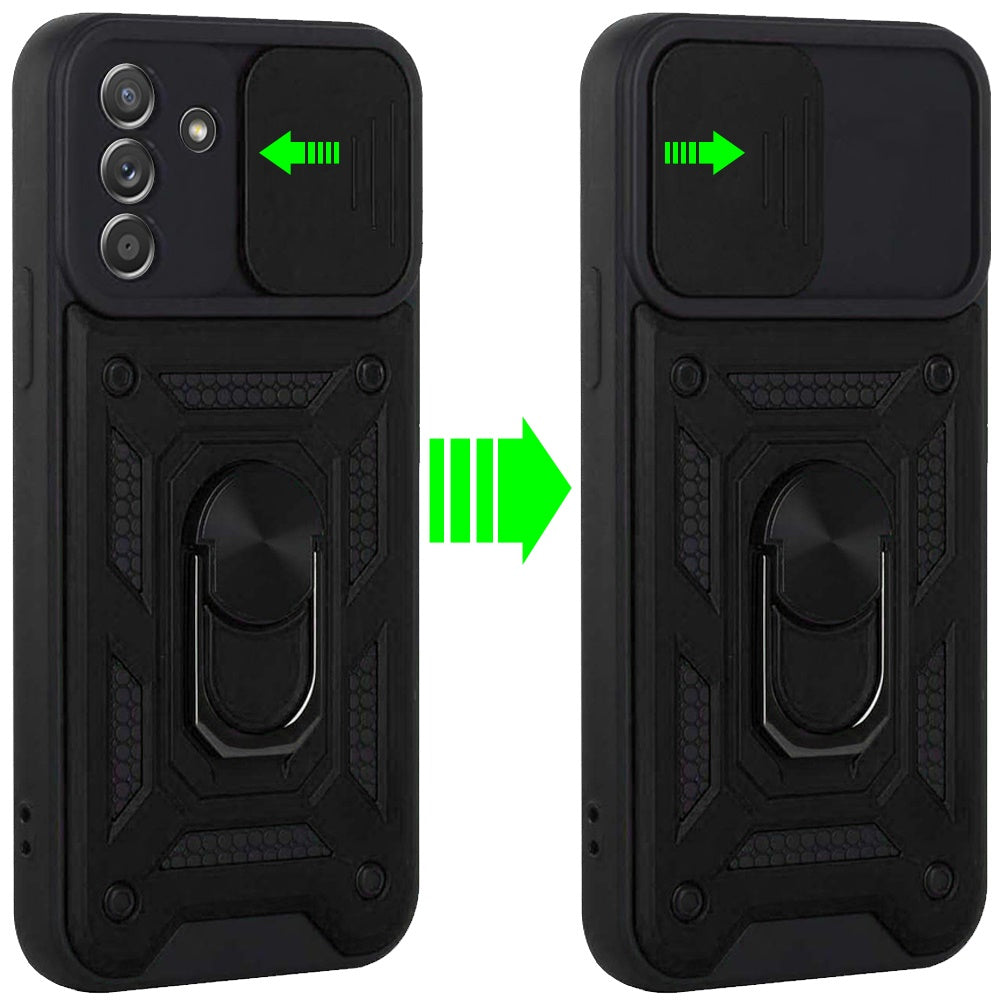 For Apple iPhone SE 4 Hybrid Cases with Slide Camera Lens Cover and Ring Kickstand Rugged Dual Layer TPU Heavy Duty Case Cover