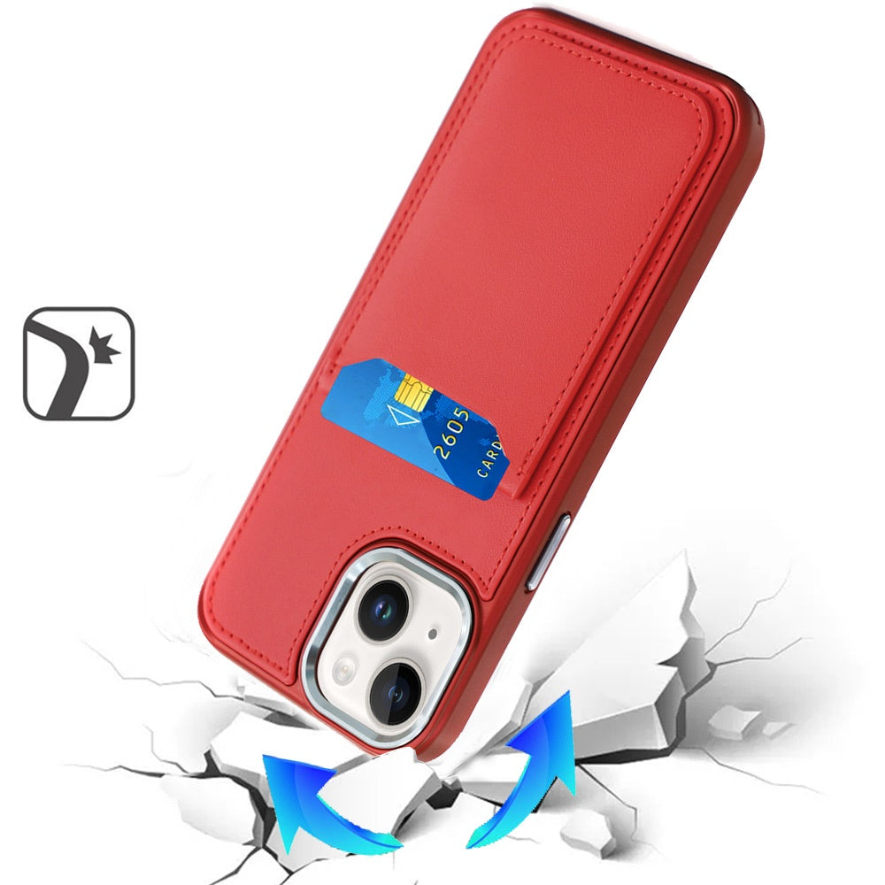 For Apple iPhone 15 Pro Max PU Leather Wallet Cover with Credit Card Holder, Kickstand & Mirror Inside Slim Fit TPU & PC Hybrid Design Case Cover