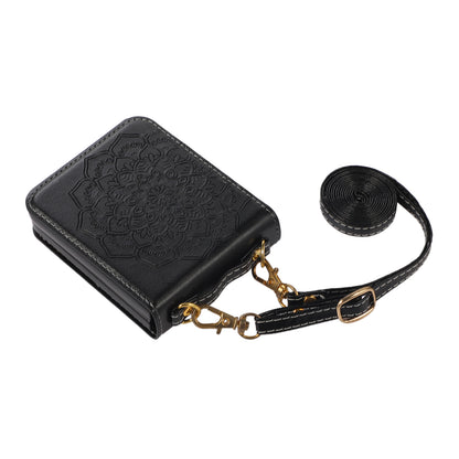 For Motorola Razr 2025 Premium Floral Embossed PU Leather Flip Cover, Elegant Mandala Design with Strap Case Cover