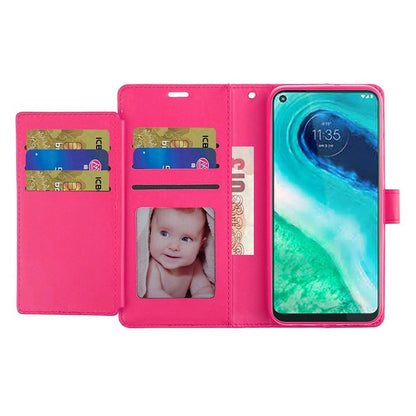 For Google Pixel 9A Wallet Cases PU Leather with Credit Card /ID /Cash Holder Slot Dual Flip Book Pouch, Stand and Strap Case Cover Hot Pink