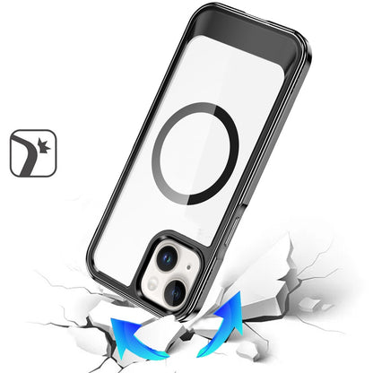 For Apple iPhone 15 Transparent HQ Hybrid Slim, Shockproof, Compatible with MagSafe wireless charging & Military-Grade Case Cover