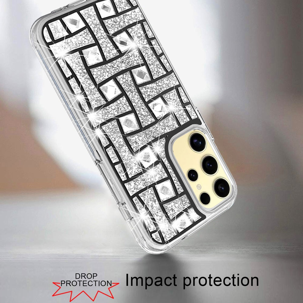 For Samsung Galaxy S25+ /S25 Plus /S24+ Plus Sparkly 3D Design Diamond Shockproof Protective Bling Glitter Rhinestone Hybrid Skin PC & TPU Case Cover