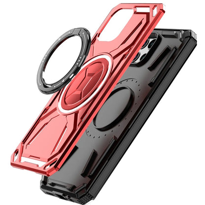 For T-Mobile Revvl 7 Pro 5G Hybrid Magnetic Ring and 360° Rotational Kickstand with MagSafe Compatible, Military Grade Drop Protection Case Cover Red