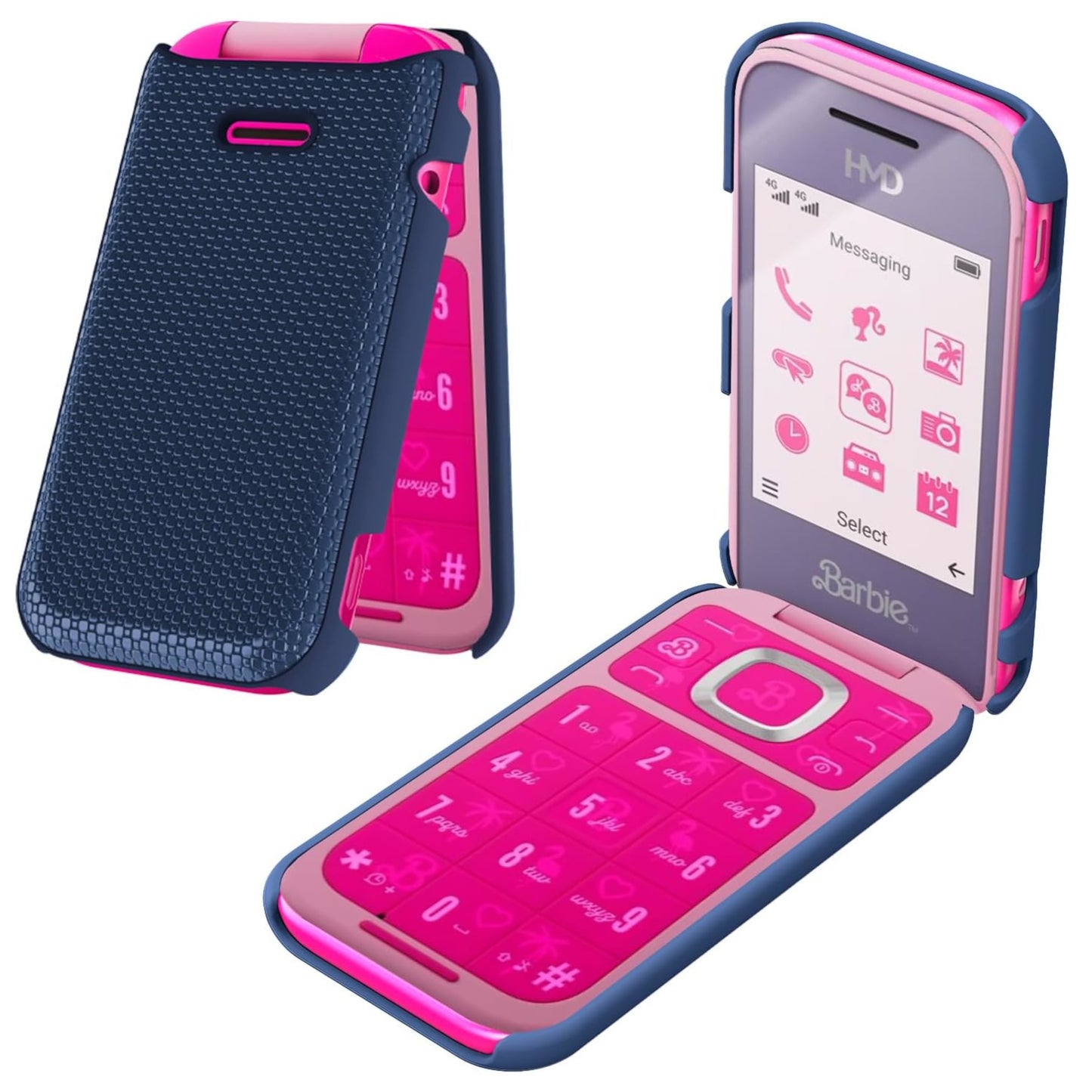 For HMD Barbie Flip Dual Layer Slim & Tough Hybrid Shockproof Heavy Duty Rubber TPU Matte with Textured Rugged Shell Protection Case Cover