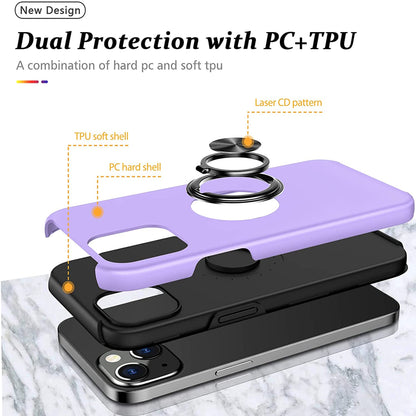 For Gabb Phone 4 Pro Military Grade Hybrid Case with Flat Metal Ring 360° Rotation Kickstand, Slim Fit Back Hard PC Case Cover Purple