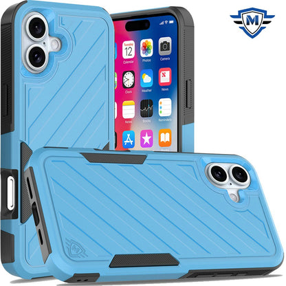 For Apple iPhone 16 (6.1") Premium Design Hybrid lined Shockproof Rugged Textured 2in1 Hard PC & Silicone TPU Non Slip Tough Case Cover