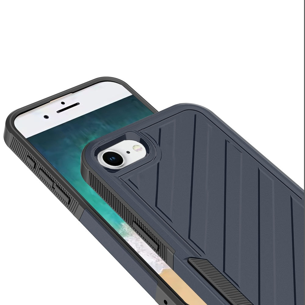 For Apple iPhone 16e Hybrid lined shockproof dual layer Rugged 2in1 Hard PC & Silicone TPU Non Slip Textured Tough Armor Case Cover Blue Navy