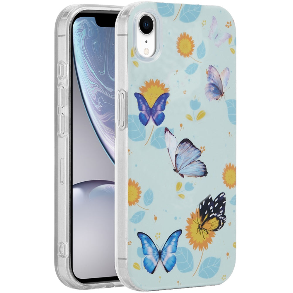 For Apple iPhone XR Fashion Layer Design Slim IMD TPU Protective, Shockproof Hybrid Stylish Durable Hard PC Case Cover