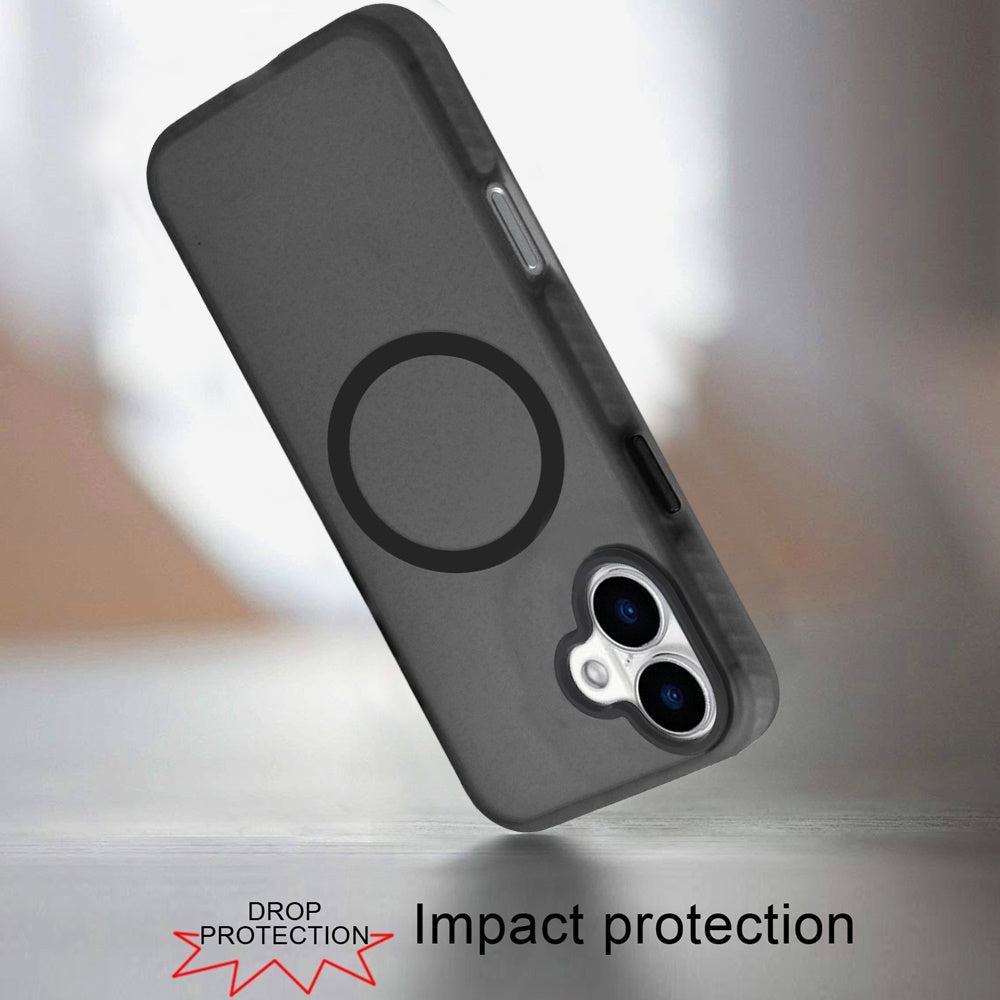 For Apple iPhone 16 (6.1") Matte Skin Hybrid TPU with Magnetic Circle MagSafe Compatible, Military Grade Shockproof Slim Fit Case Cover