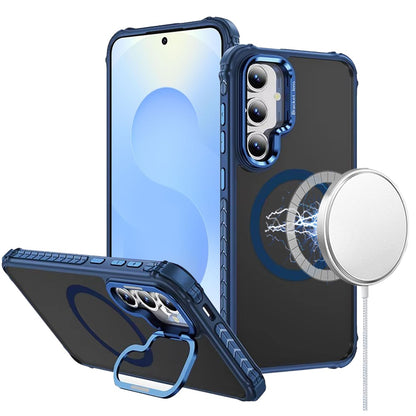 For Samsung Galaxy S25+ /S25 Plus /S24+ Plus Hybrid Metal Camera Stand Ring Sturdy, Compatible with MagSafe, Matte Hard TPU Colorful Edge Case Cover