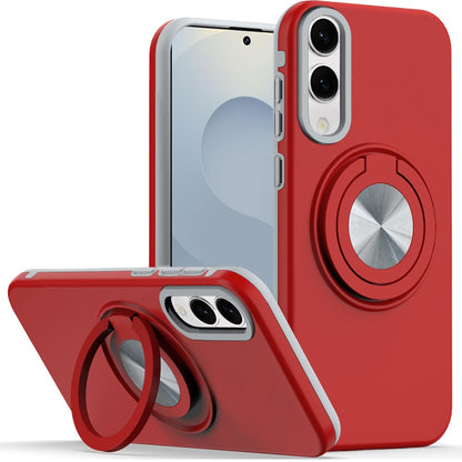 For Samsung Galaxy S25 EDGE Metal Matte Hybrid with Invisible Rotational Ring Stand, Car Mount Friendly, Military Grade Slim Fit Sturdy Case Cover
