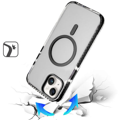 For Apple iPhone 17 Pro Max Transparent Hybrid with Color-Matched Magnetic Circle, Rubber TPU Frame Hard PC Shockproof Case Cover Black