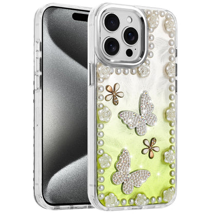 For Samsung Galaxy A36 Bling Fashion Design with 3D Pearls Epoxy Glitter Ornaments Chrome Edge Hard Slim PC Case Cover