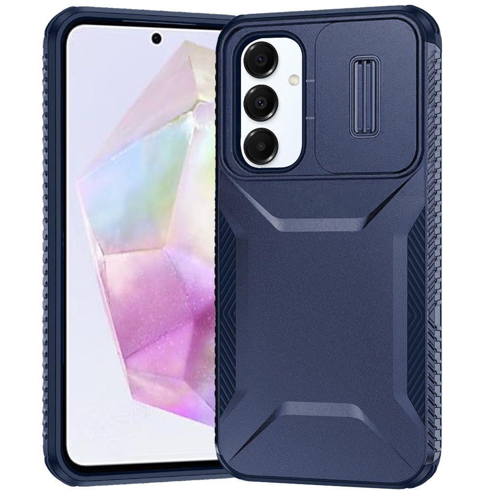 For Samsung Galaxy A36 Slim Fit Shockproof Hybrid with Slide Camera Window Covering, Rugged Tpu Silicone Hard PC Bumper Case Cover