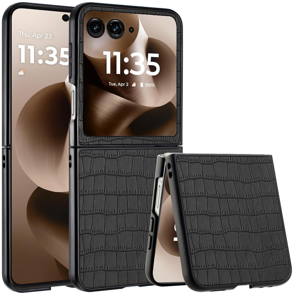 For Motorola Razr 2025 PU Vegan Leather Case, Premium Snap-On Hard Shell Cover, Slim Fit Protective Matte Finish Case Cover