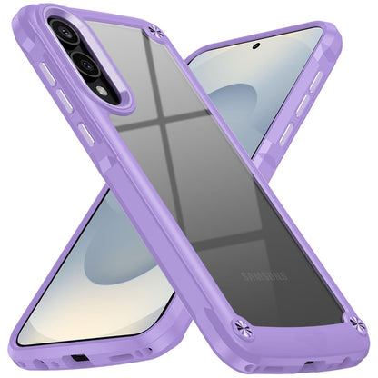 For Samsung Galaxy S25 EDGE Hybrid Transparent Rubber with Metal Buttons & Camera Edges Hard TPU Corner Frame Bumper Case Cover