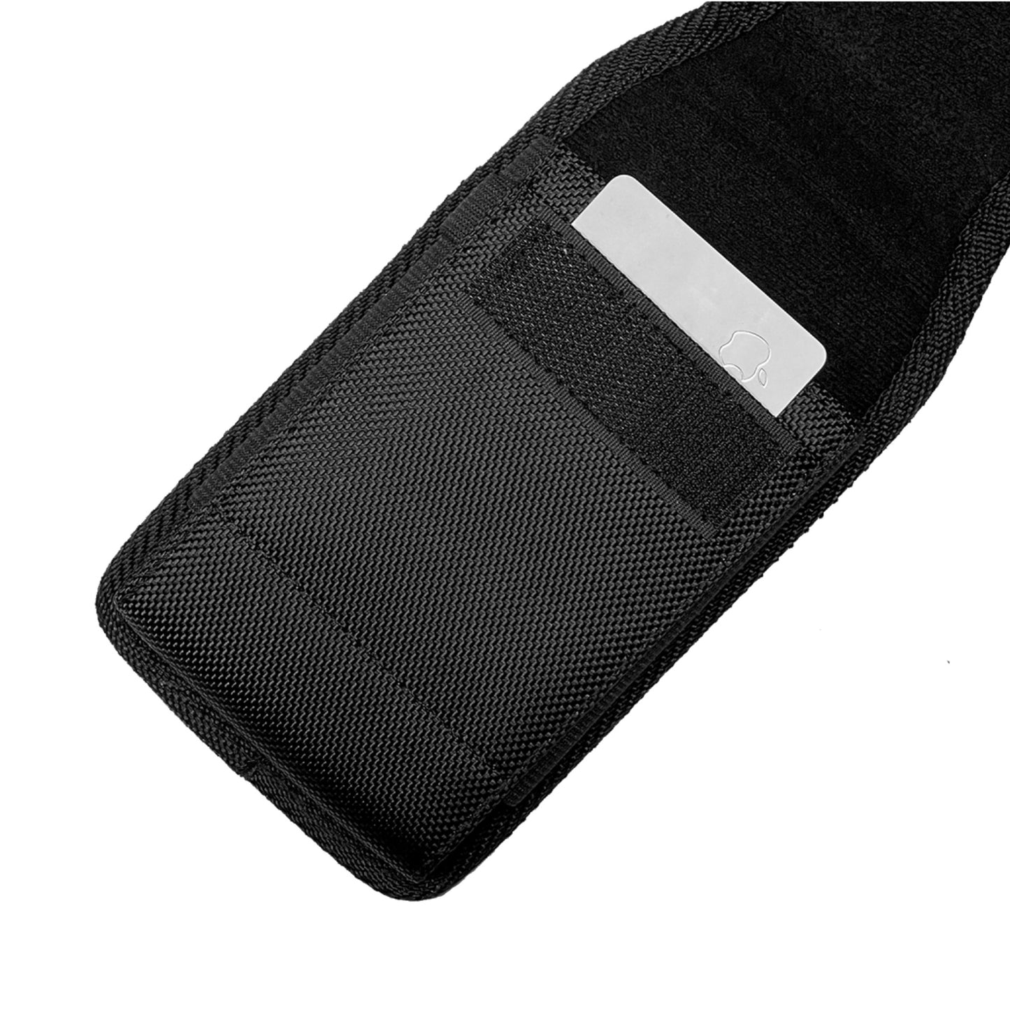 For Apple iPhone 16 Pro (6.3") Pouch Case Universal Vertical Canvas Built in Credit Card ID Slot and Belt Clip Loop Holster Cell Phone Holder Cover [Black]