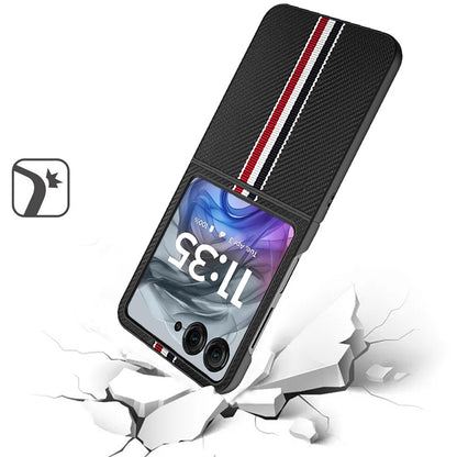 For Motorola Razr 2025 Velvet Fabric PU Vegan Leather, Premium Flip Design, Slim Snap-On Hard PC + TPU Case Cover Black