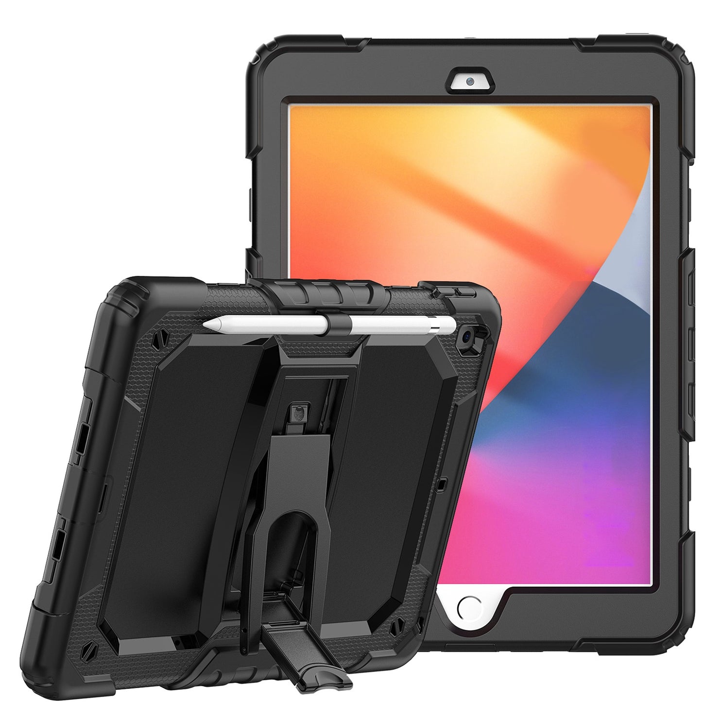 For Heavy Duty Hybrid Full Body 2in1 Rugged Shockproof Drop Protective Tablet with Slide Kickstand Black Tablet Case Cover