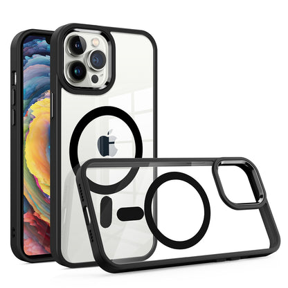 For Samsung Galaxy A16 5G Transparent Slim Hybrid Frame Bumper Magnetic Case, Compatible with MagSafe Case Cover Black