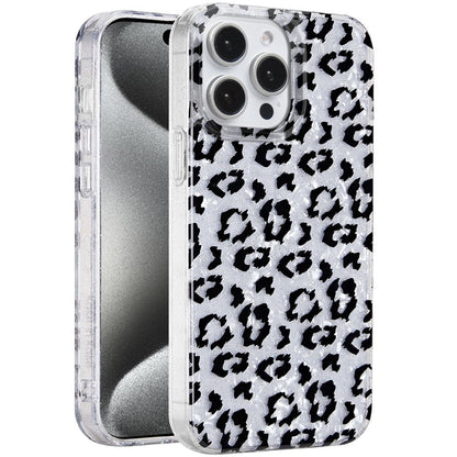 For Apple iPhone 16 Pro Max Glitter Leopard, Fashion Design Animal Skin Print Slim IMD TPU Dual Layer Shockproof Protective Case Cover