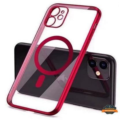 For Apple iPhone 16 Pro (6.3") Clear Hybrid Case with Plating Chrome Frame, Camera Protection, MagSafe Compatible Case Cover