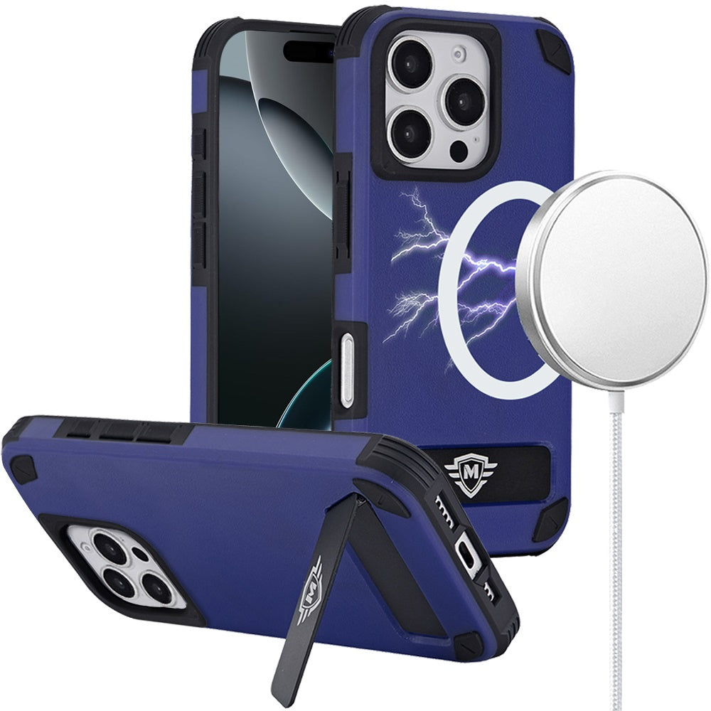 For Apple iPhone 16 Pro (6.3") Heavy Duty Dual-Layer Rugged Protection, Shockproof Kickstand Tough Magnetic Compatible with MagSafe Case Cover