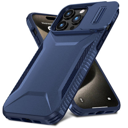 Apple iPhone 16 (6.1") Slim Fit Shockproof Hybrid with Slide Camera Window Covering, Rugged Tpu Silicone Hard PC Bumper