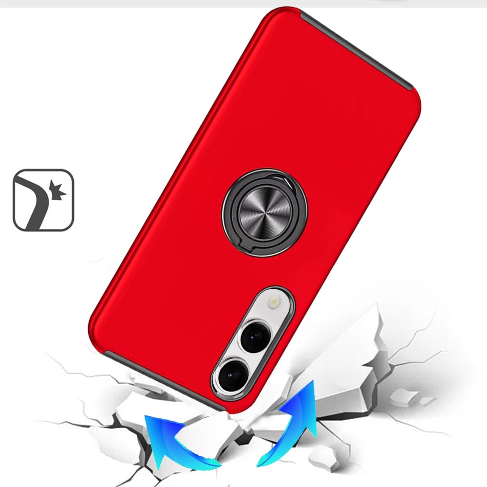 For Samsung Galaxy S25 EDGE Hybrid 360 Degree Rotatable Metal Invisible Ring Stand Holder Slim Fit Magnetic Car Mount Shockproof Case Cover