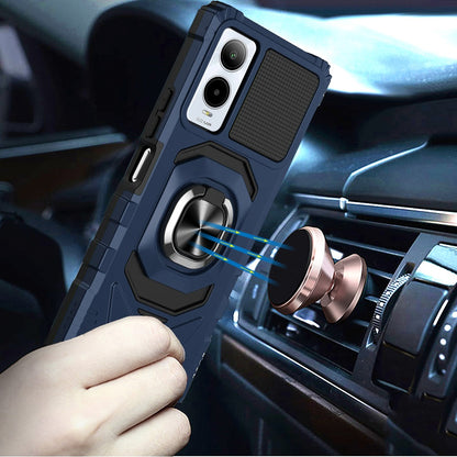 For Hybrid Dual Layer with 360° Rotate Magnetic Ring Stand Holder Kickstand TPU Rugged PC Shockproof Blue Tablet Case Cover