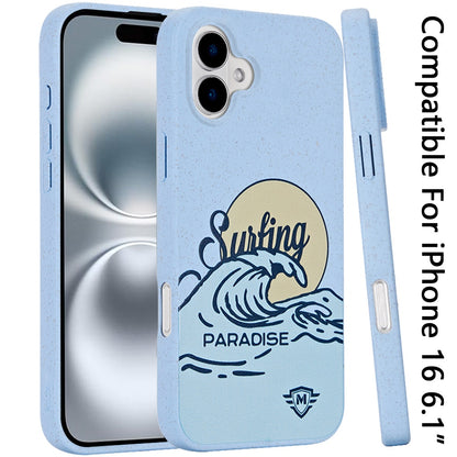 For Apple iPhone 16 (6.1") Eco Friendly Bio-Degradable Design Hybrid Cases Slim Fit Soft TPU Drop Protection Rubber printed Case Cover