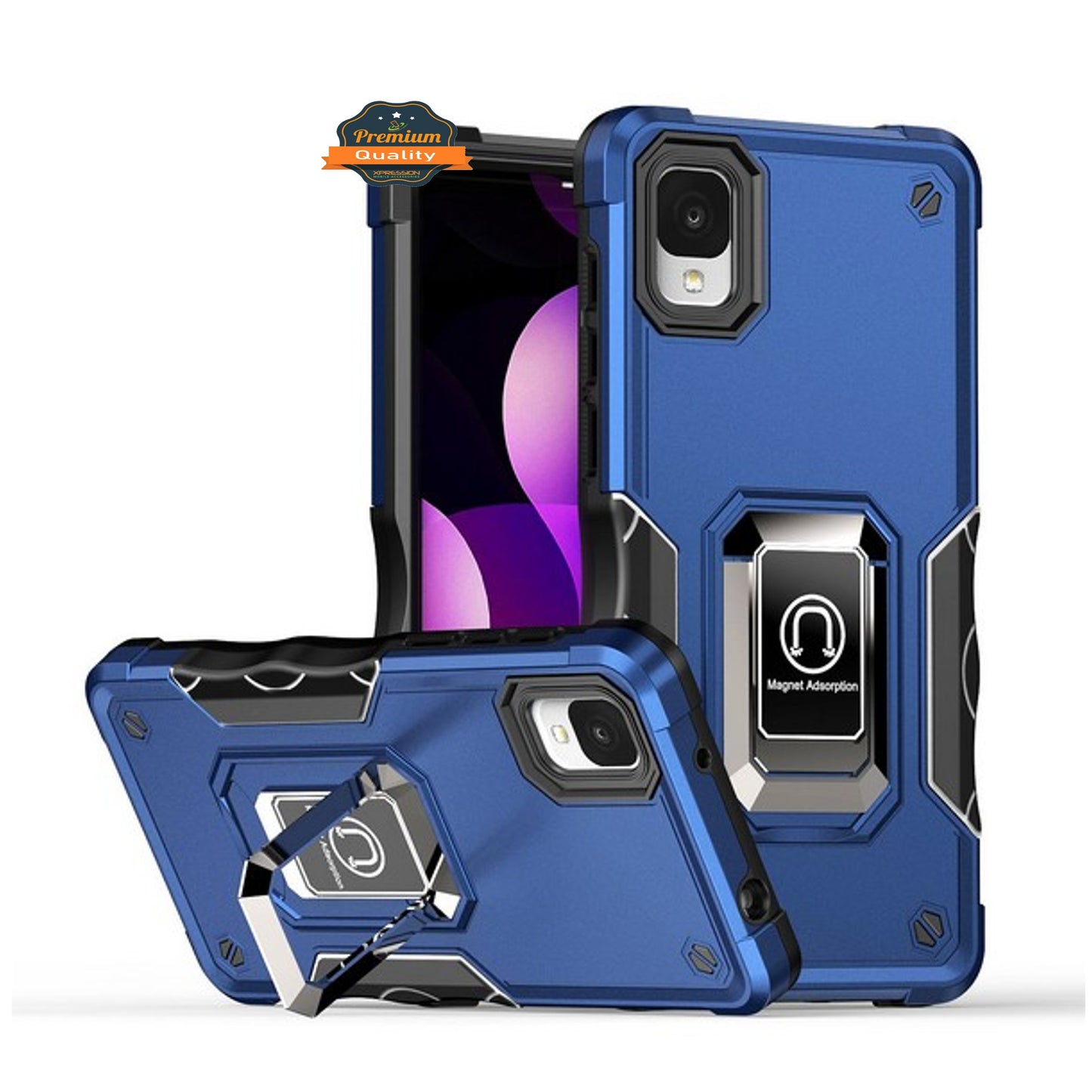 For Apple iPhone 16e /iPhone SE4 Heavy Duty Hybrid 2in1 Hard PC & TPU Rugged Bumper Shockproof with Magnetic Ring Kickstand Case Cover